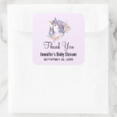 Magical Unicorn Mam & Baby Waterverf Dank je Vierkante Sticker (Tas)