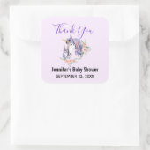 Magical Unicorn Mam & Baby Waterverf Dank je Vierkante Sticker (Tas)