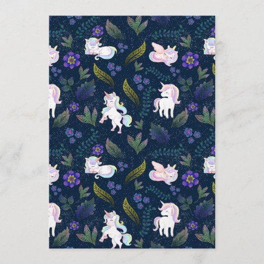 Magical Unicorn Night Forest Seamless Pattern Kaart (Voorkant)