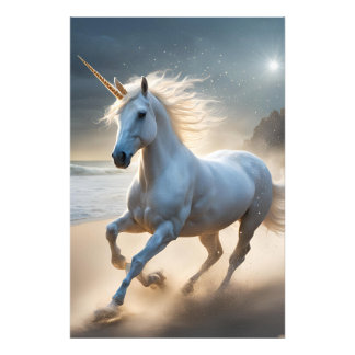 Magical Unicorn on the Seashore Foto Afdruk