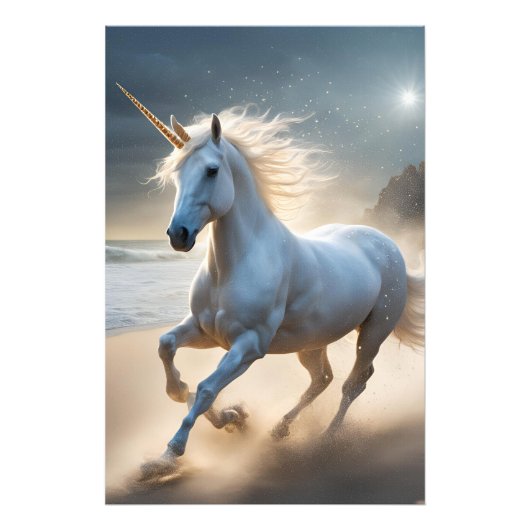 Magical Unicorn on the Seashore Foto Afdruk (Voorkant)
