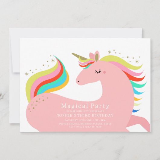 Magical Unicorn Party Invitation Kaart (Voorkant)