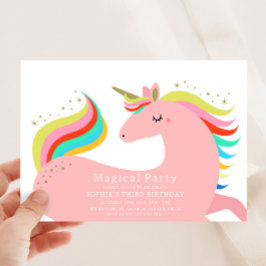 Magical Unicorn Party Invitation Kaart