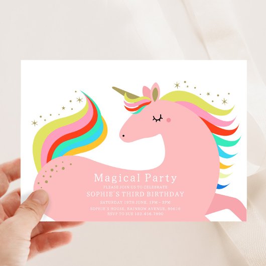 Magical Unicorn Party Invitation Kaart