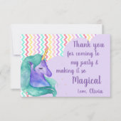 Magical Unicorn Pastel Chevron Kids Birthday Bedankkaart (Voorkant)