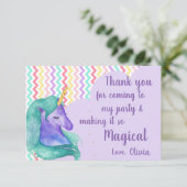 Magical Unicorn Pastel Chevron Kids Birthday Bedankkaart (Staand voorkant)