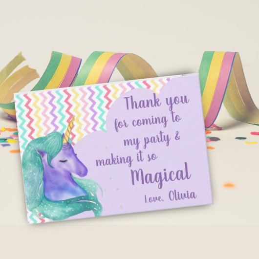Magical Unicorn Pastel Chevron Kids Birthday Bedankkaart