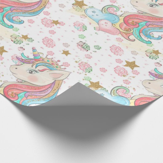 Magical Unicorn Pattern Cadeaupapier (Hoek)