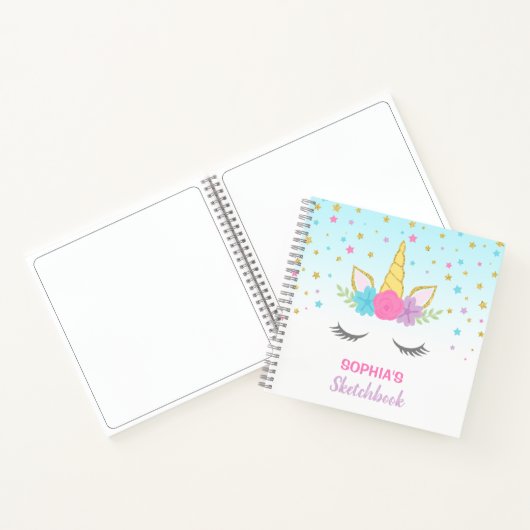 Magical Unicorn Personalised Kinder Sketchbook Notitieboek (Binnen)