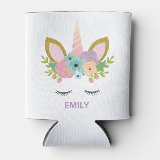 Magical Unicorn Personalized name glitter girly Blikjeskoeler (Voorkant)