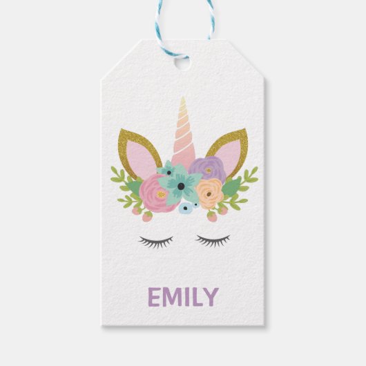 Magical Unicorn Personalized name glitter girly Cadeaulabel (Voorkant)