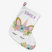 Magical Unicorn Personalized name glitter girly Grote Kerstsok (Voorkant (Hangend))
