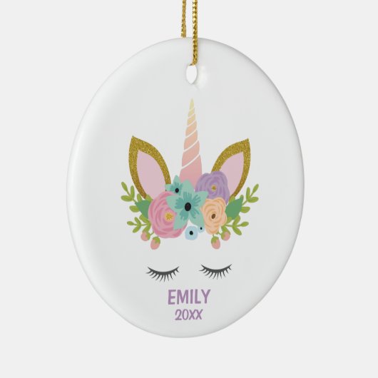 Magical Unicorn Personalized name glitter girly Keramisch Ornament (Rechts)