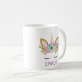 Magical Unicorn Personalized name glitter girly Koffiemok (Voorkant rechts)