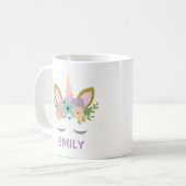 Magical Unicorn Personalized name glitter girly Koffiemok (Voorkant links)