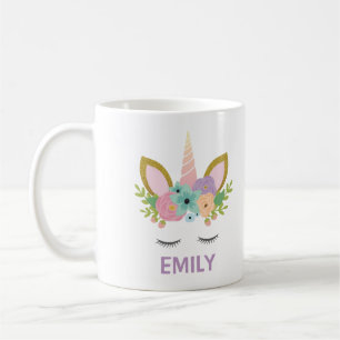 Magical Unicorn Personalized name glitter girly Koffiemok