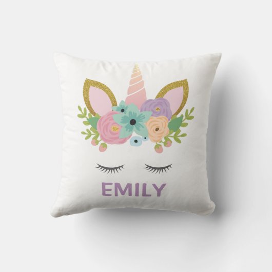 Magical Unicorn Personalized name glitter girly Kussen (Achterkant)