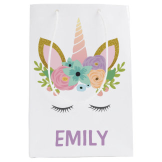 Magical Unicorn Personalized name glitter girly Medium Cadeauzakje