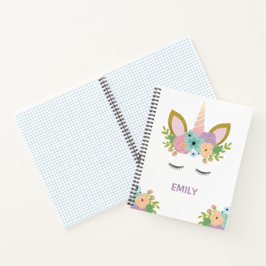 Magical Unicorn Personalized name glitter girly Notitieboek (Binnen)