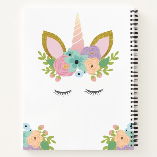 Magical Unicorn Personalized name glitter girly Notitieboek (Achterkant)