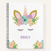 Magical Unicorn Personalized name glitter girly Notitieboek (Voorkant)