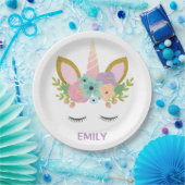 Magical Unicorn Personalized name glitter girly Papieren Bordje (Feest)