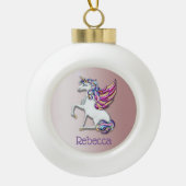 Magical Unicorn Personalized Pink Keramische Bal Ornament (Voorkant)