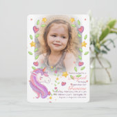 Magical Unicorn Photo Invitation Kaart (Staand voorkant)
