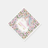 Magical Unicorn Pink Flower 1st birthday Servet (Hoek)