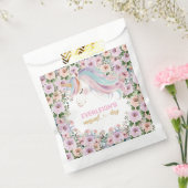 Magical Unicorn Pink Flower birthday Bedankzakje (Gezegeld)