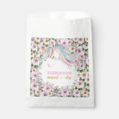 Magical Unicorn Pink Flower birthday Bedankzakje (Voorkant)