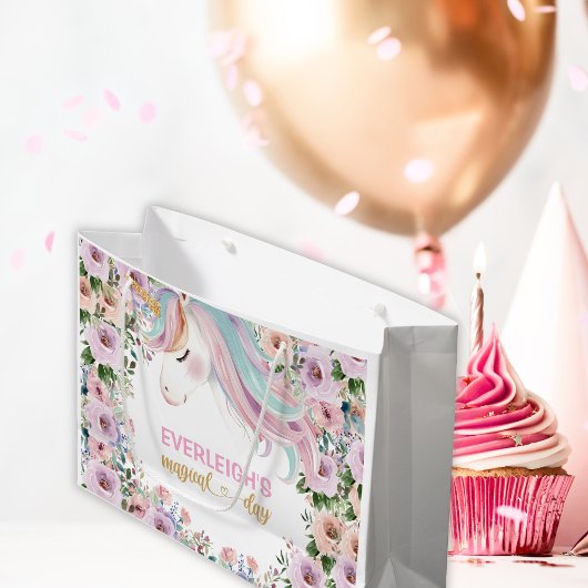 Magical Unicorn Pink Flower birthday Groot Cadeauzakje