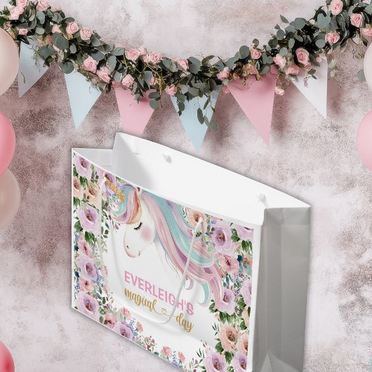 Magical Unicorn Pink Flower birthday Groot Cadeauzakje