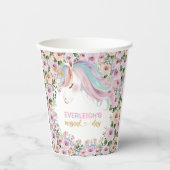 Magical Unicorn Pink Flower birthday Papieren Bekers (Voorkant)