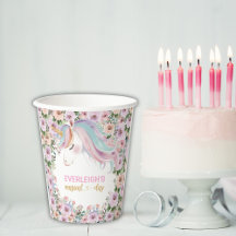 Magical Unicorn Pink Flower birthday