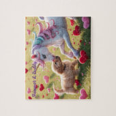 Magical Unicorn & Puppy Love Heart Field Legpuzzel (Verticaal)