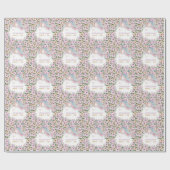 Magical Unicorn Purple Flower 1st birthday Cadeaupapier (Vlak)
