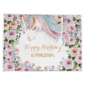 Magical Unicorn Purple Flower 1st birthday Groot Cadeauzakje (Achterkant)