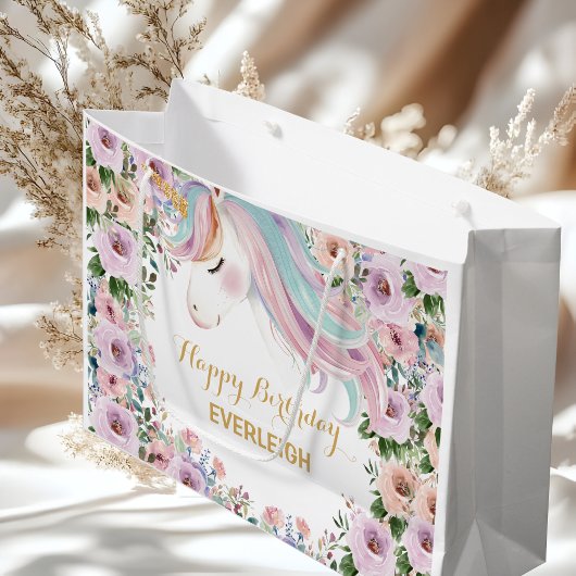 Magical Unicorn Purple Flower 1st birthday Groot Cadeauzakje