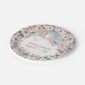 Magical Unicorn Purple Flower 1st birthday Papieren Bordje (Gekanteld)