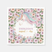 Magical Unicorn Purple Flower 1st birthday Servet (Voorkant)