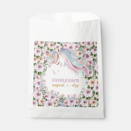 Magical Unicorn Purple Flower birthday Bedankzakje (Voorkant)