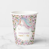 Magical Unicorn Purple Flower birthday Papieren Bekers (Voorkant)