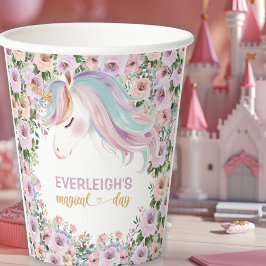 Magical Unicorn Purple Flower birthday Papieren Bekers