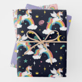 Magical Unicorn Rainbow Birthday Gift Wrap Set Inpakpapier Vel (In situ)