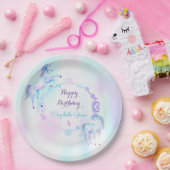 Magical Unicorn Rainbow Lavender Pink Turquoise Papieren Bordje (Feest)