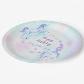 Magical Unicorn Rainbow Lavender Pink Turquoise Papieren Bordje (Gekanteld)
