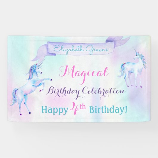 Magical Unicorn Rainbow Lavender Pink Turquoise Spandoek (Horizontaal)