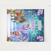 Magical Unicorn & Reindeer Kids New Year Wandkleed (Voorkant (horizontaal))