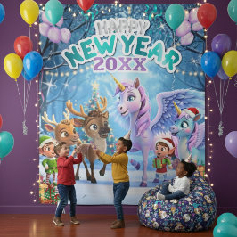 Magical Unicorn & Reindeer Kids New Year Wandkleed